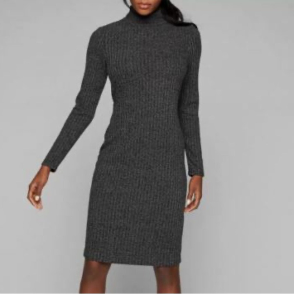 Athleta Gray Ribbed Midi Dress